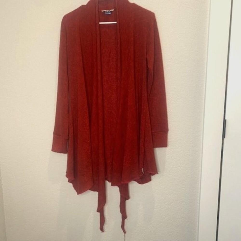Kavu Red Knit Waterfall Hem Open Front Cardigan - One Size - EUC